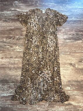American Rag Women’s Sheer Leopard Print Chic Ruffle-Hem Wrap Cover Up Dress XS